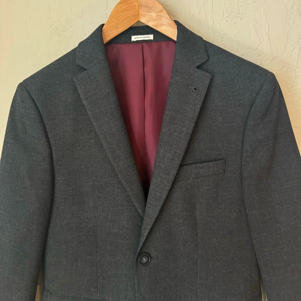 JOSEPH ABBOUD Boys 2 Button Blazer Charcoal Grey Wrinkle Resistant Size 14 - Picture 6 of 16